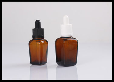 China Uso de cristal ambarino cuadrado del suero de las botellas de cristal del jugo de las botellas de aceite esencial 30ml E proveedor