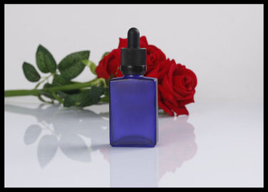 China Color mate azul cuadrado plano de las botellas de cristal del aceite esencial para el embalaje del perfume proveedor