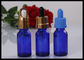 Botellas de cristal azules del dropper, botellas de aceite esencial vacías con los casquillos a prueba de niños proveedor
