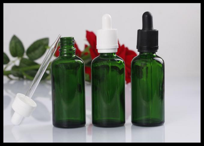 Botella de aceite verde de la barba de la botella del dropper del cristal de botellas de aceite esencial del vidrio 30ml