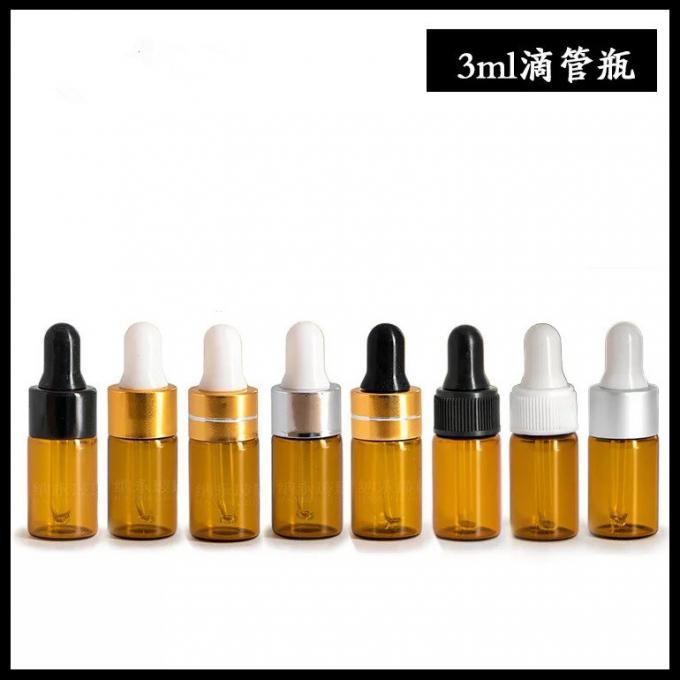 Mini casquillo normal de las botellas de cristal del aceite esencial del tamaño para el suero/el perfume 1ml 2ml 3ml 5ml
