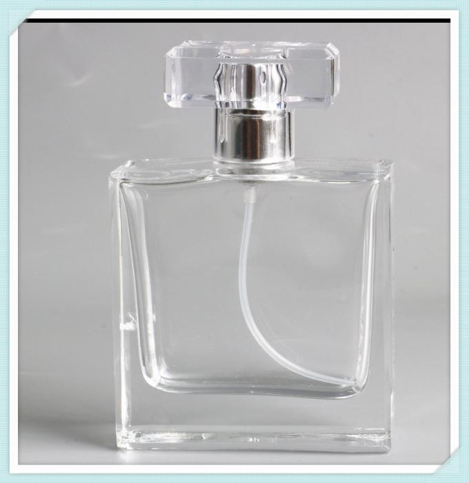 El espray de perfume cuadrado embotella capacidad de cristal vacía del claro 50ml del envase del atomizador