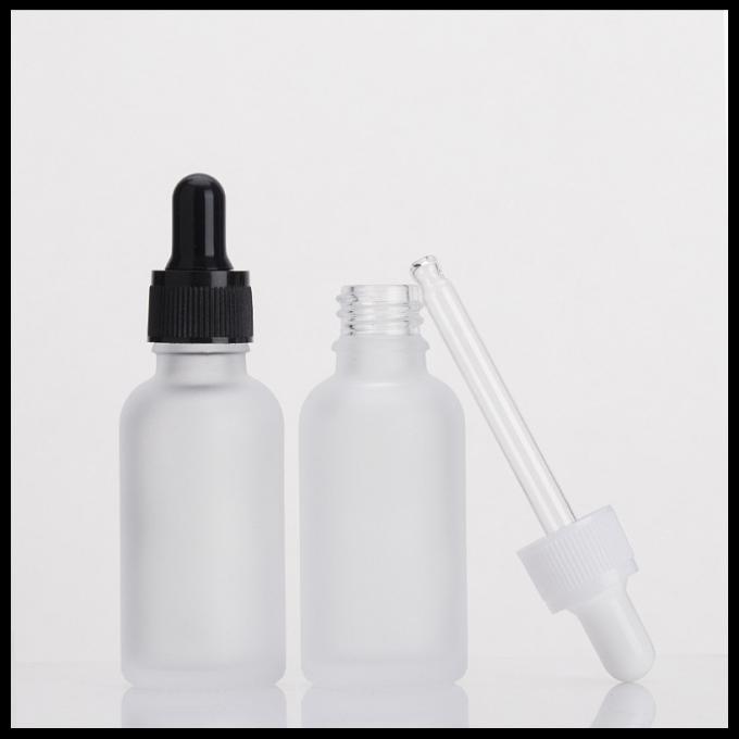 Capacidad clara de las botellas de aceite esencial del vidrio esmerilado 30ml a prueba de niños con el casquillo del pisón